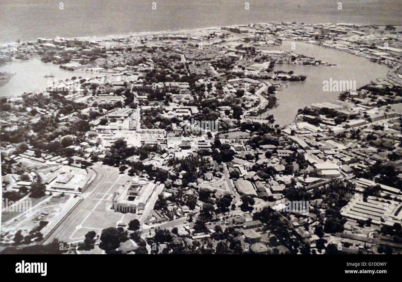 Aerial photograph of British Ceylon, a British Crown colony, in Colombo, Sri Lanka. Dated 20th Century Stock Photo