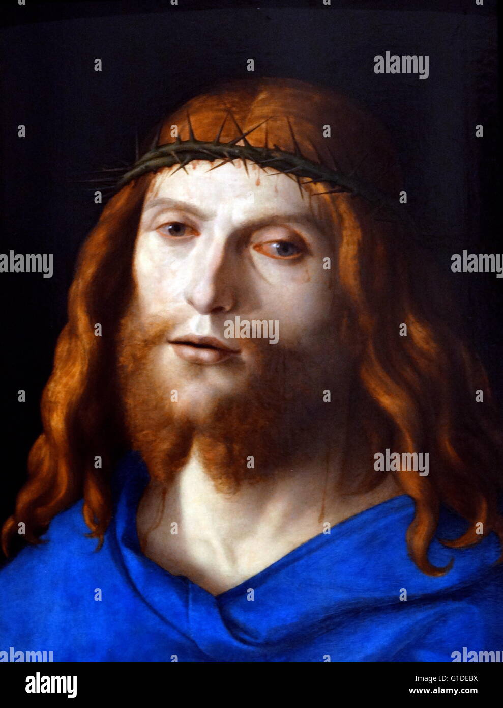 Painting titled 'Christ Crowned with Thorns' by Cima da Conegliano (1459-1517) an Italian Renaissance painter and part of the Venetian School. Dated 16th Century Stock Photo