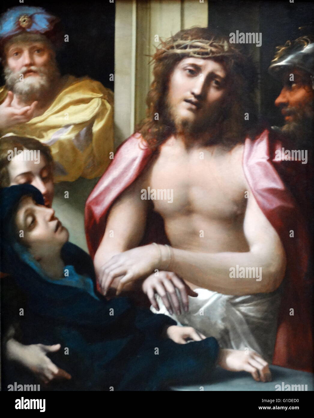 Painting titled 'Christ Presented to the People' by Antonio da Correggio (1489-1534) foremost painter of the Parma School of Italian Renaissance. Dated 16th Century Stock Photo