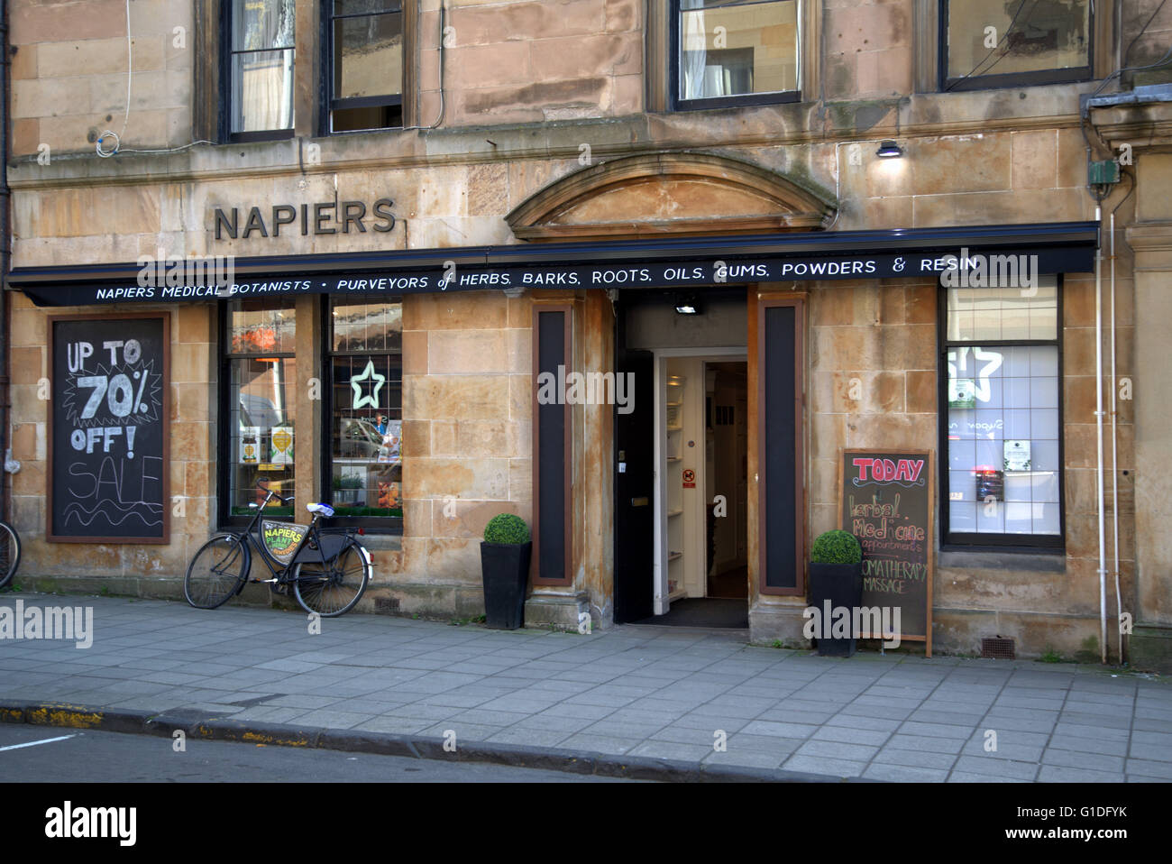 Napiers Clinic  Glasgow, West End Wholefood shop or store near byres road, Glasgow, Scotland, UK. Stock Photo