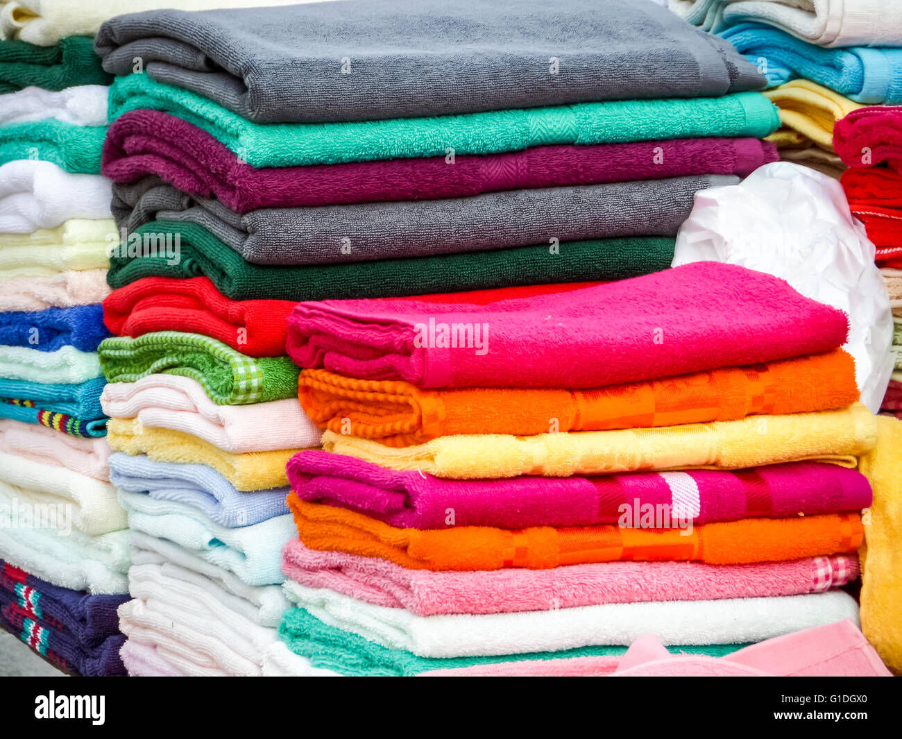 Have Towels In Lots Of Sizes Styles And Colors And Towel Is A Piece Of Absorbent Fabric Or Paper Used For Drying Or Wiping The Stock Photo Alamy
