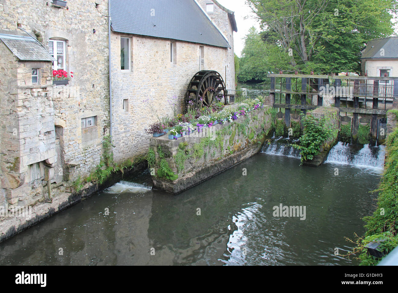 Watermill Lock A watermill and a lock in Bayeux (France Stock Photo - Alamy