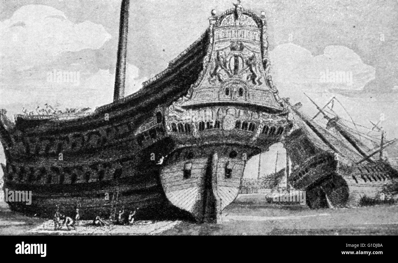Dutch East India company ship of the 17th Century Stock Photo