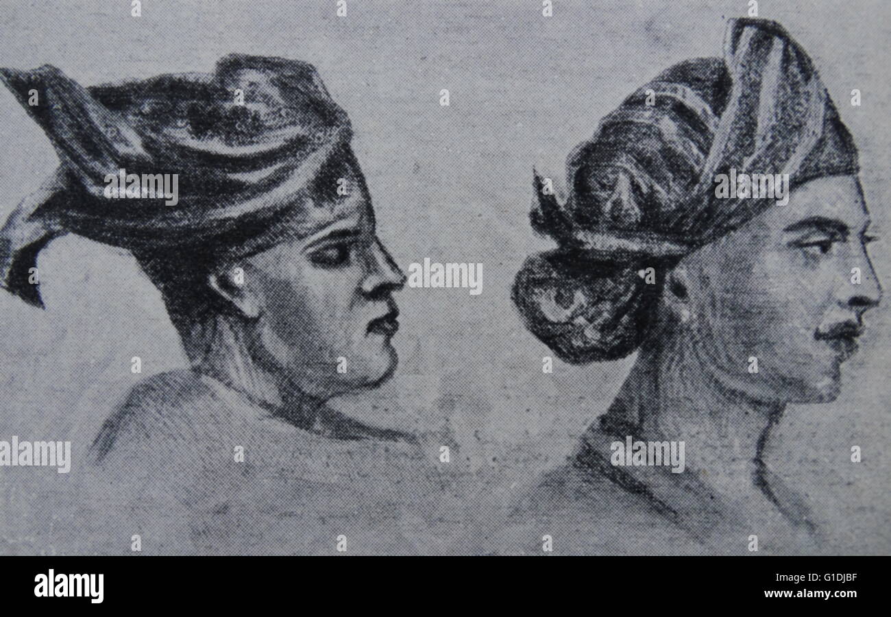 Javanese Left And Malay Right Headdresses 19th Century Stock Photo Alamy