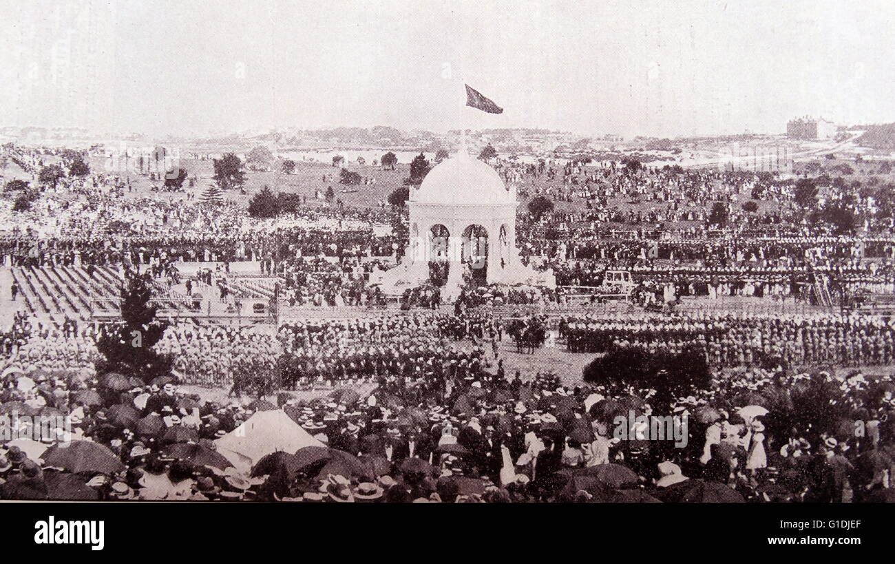 The Birth of the Australian Commonwealth: The Swearing-In Ceremony in the Centennial Park, Sydney, January 1st, 1901. Stock Photo