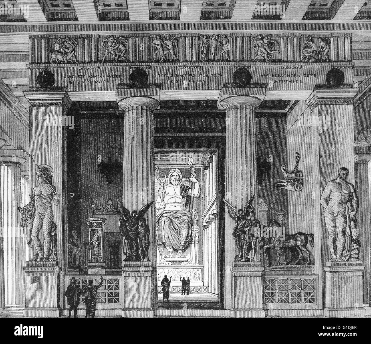 Interior of the splendid temple of Zeus in Olympia. Stock Photo