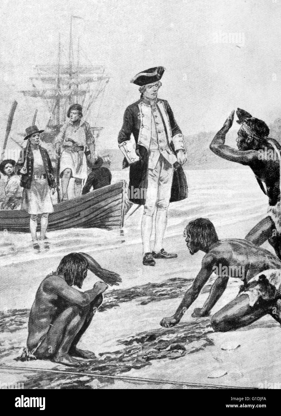 Captain Cook landing at Adventure Bay, Van Diemen