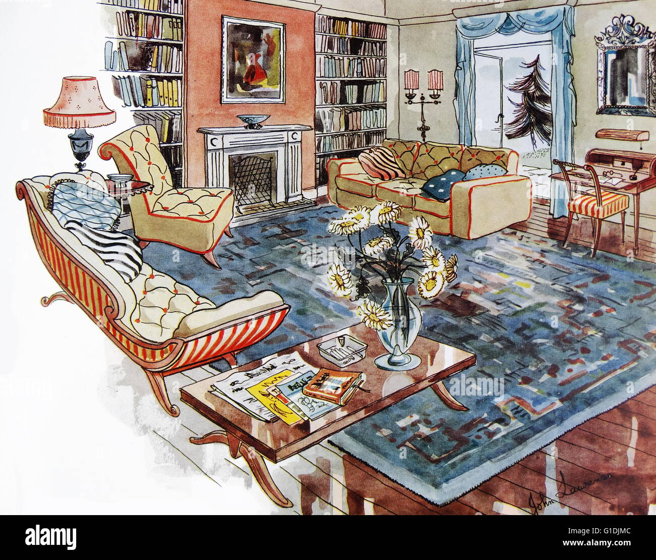 Typical interior design of a family sitting room Stock Photo - Alamy