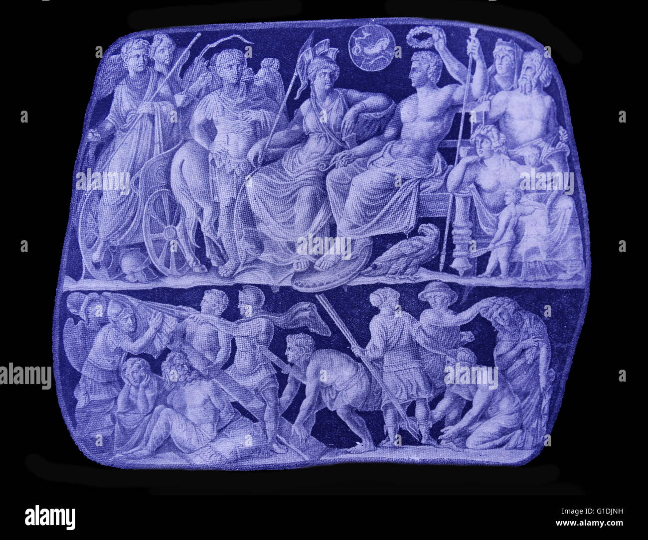 Vienna Cameo depicting the triumph of Emperor Tiberius (24 BC - 37 AD) Born Tiberius Claudius Nero, a Claudian, Tiberius was the son of Tiberius Claudius Nero and Livia Drusilla. Stock Photo