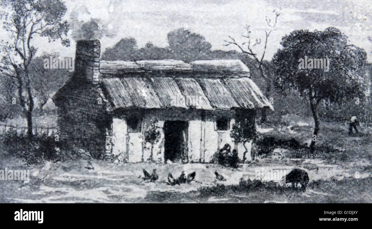 Settlers dwelling in New South Wales, Australia 1850 Stock Photo Alamy