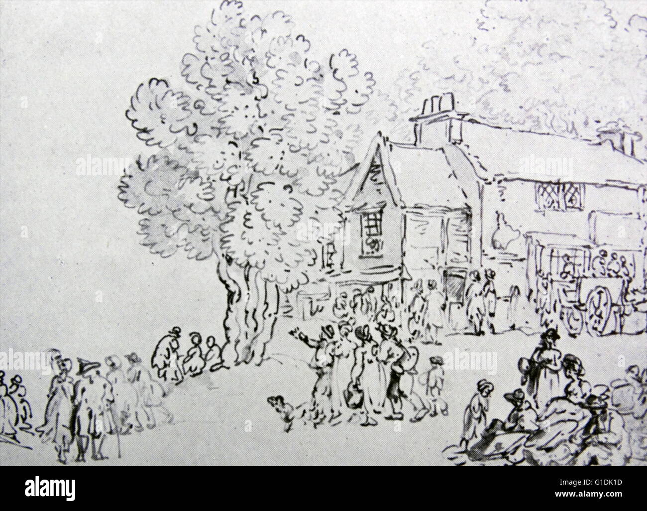 Sketch of Mitre Inn, Paddington Canal. Dated 1837 Stock Photo