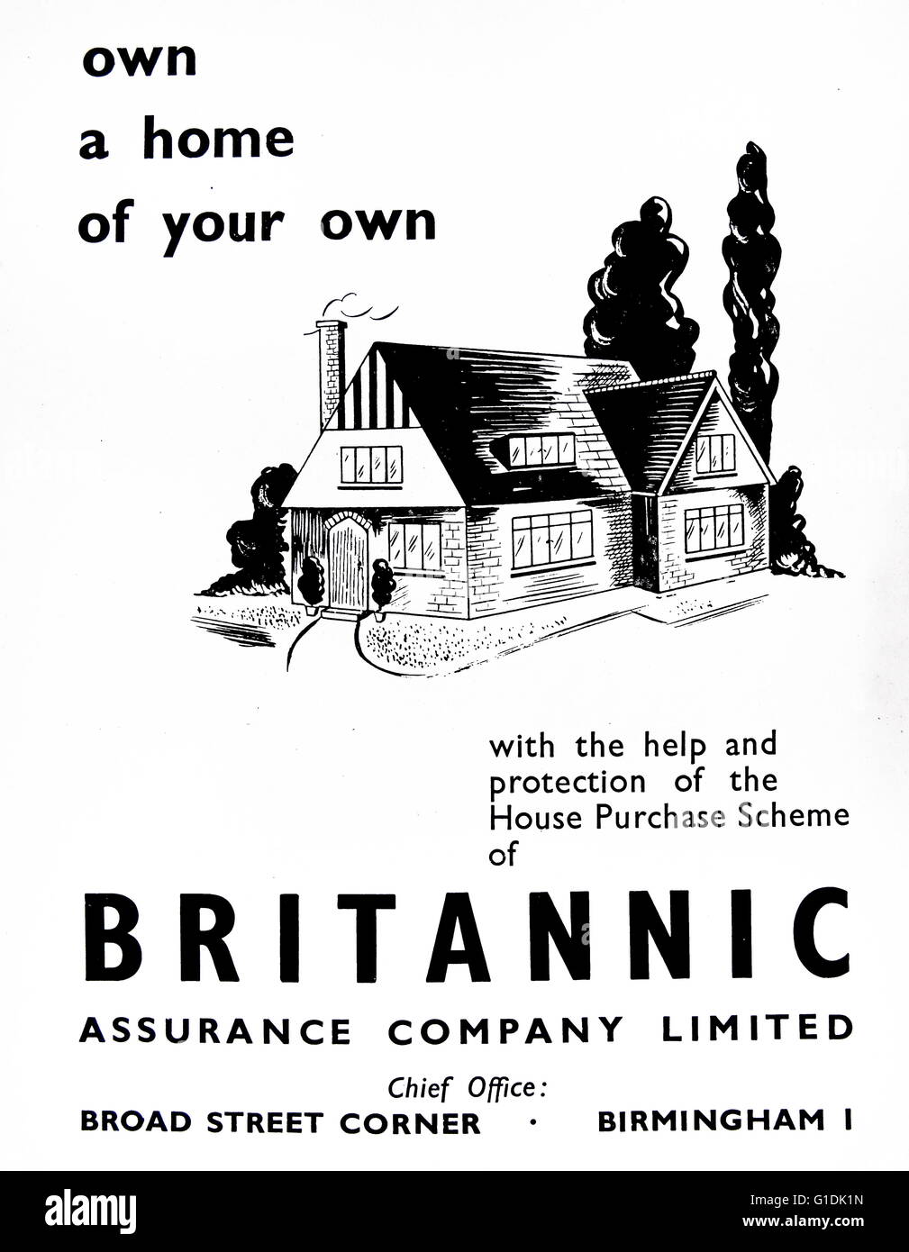 Advert for the protection of the House Purchase Scheme of Britannic Assurance Company Limited Stock Photo