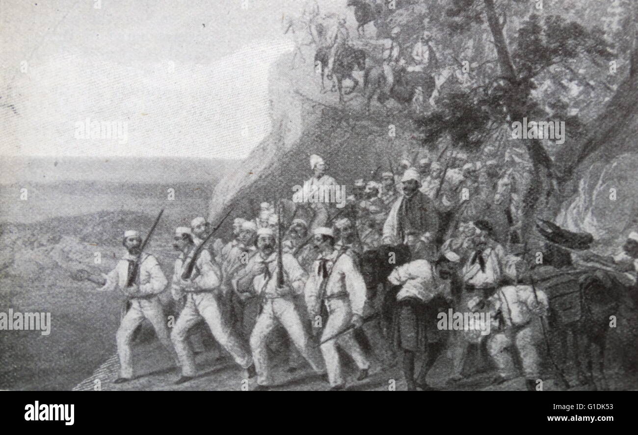 Illustration of the first Royal Bengal Fusiliers Marching down from ...