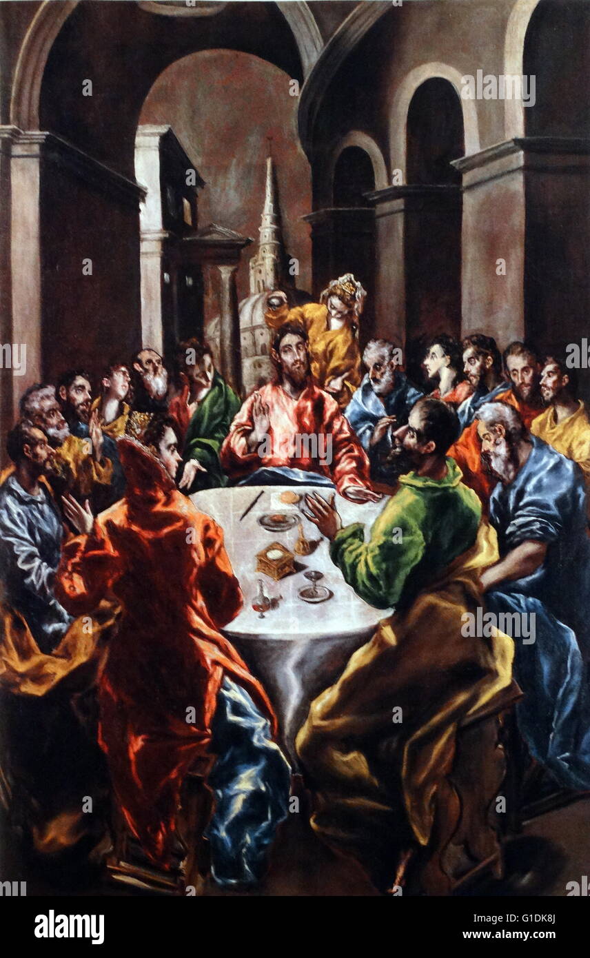 Painting titled 'Christ in the House of Simon'. Dated 16th Century Stock Photo