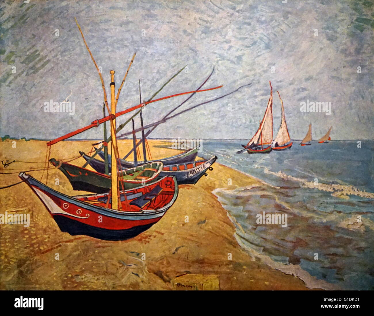 Vincent van Gogh (1853-1890) post-Impressionist painter. Fishing Boats on the Beach at Saintes-Maries, June 1888, oil on canvas Stock Photo