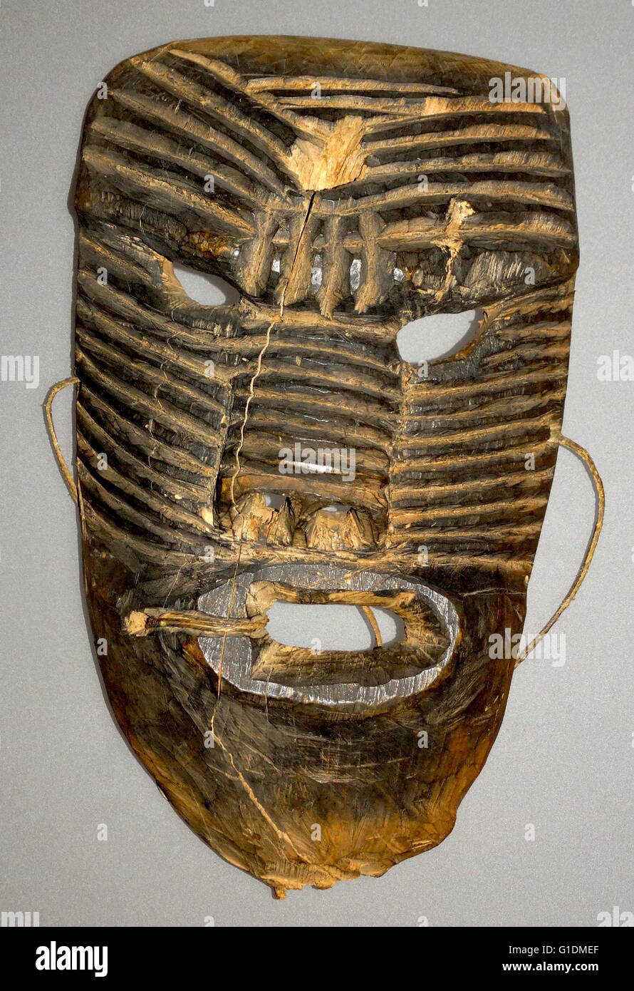 Masks from the Arctic used to reveal inner truth of the wearer, used by Shamans. Dated 19th Century Stock Photo