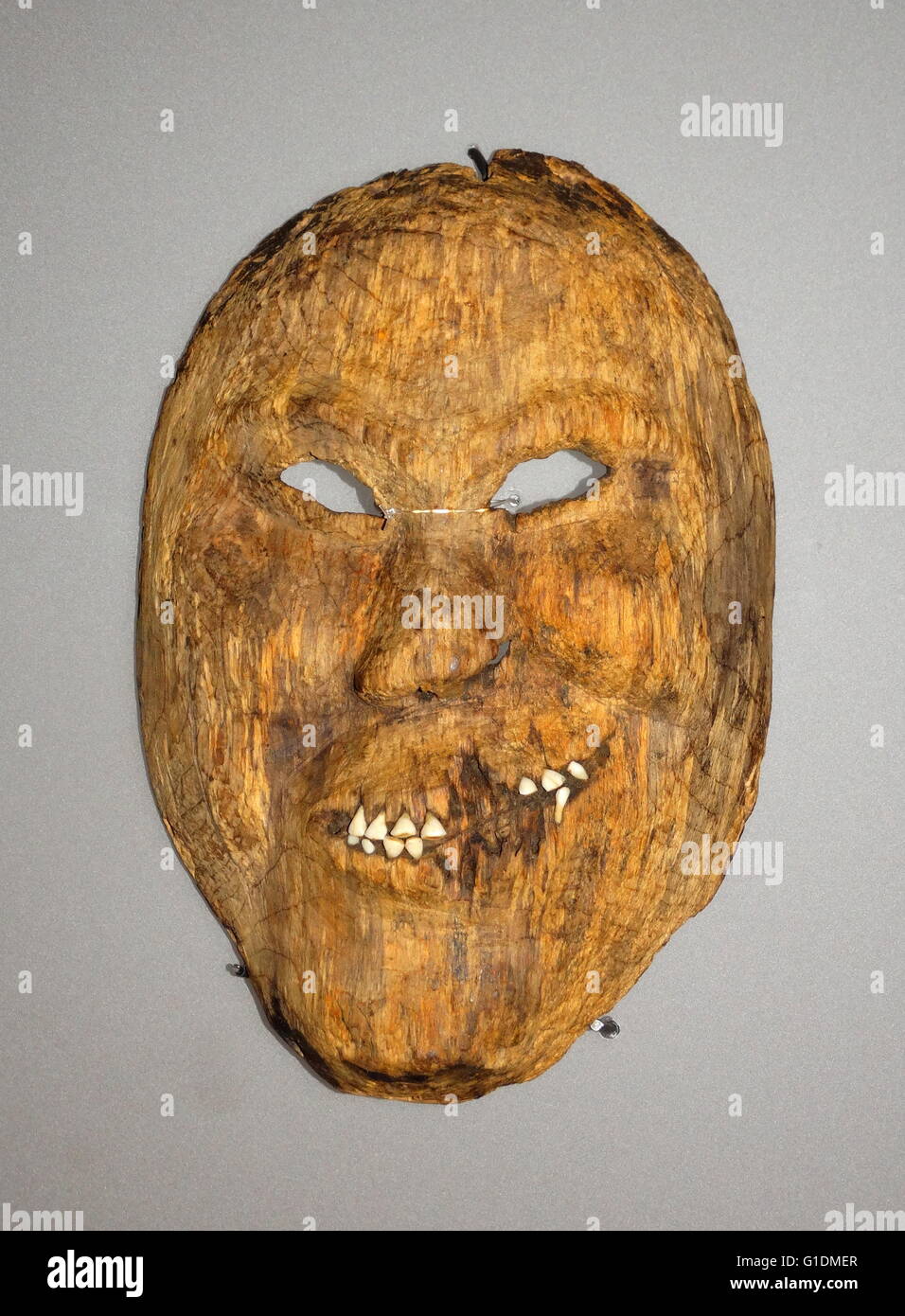 Masks from the Arctic used to reveal inner truth of the wearer, used by Shamans. Dated 19th Century Stock Photo
