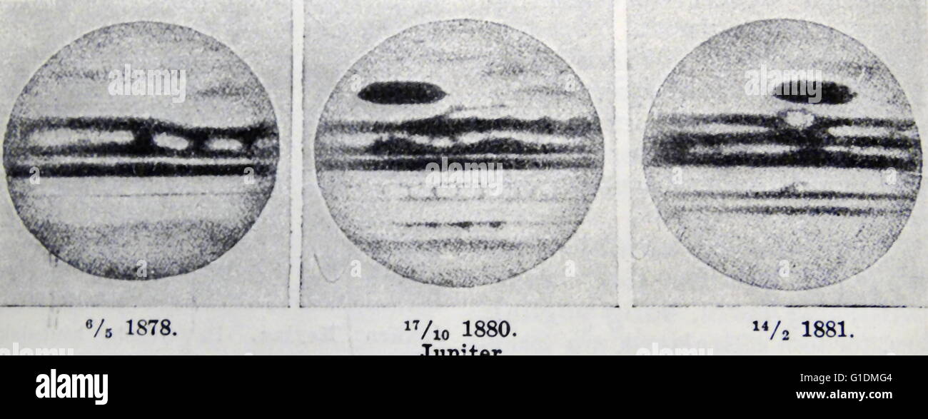 Photographic prints of the planet Jupiter during the 19th Century. Stock Photo