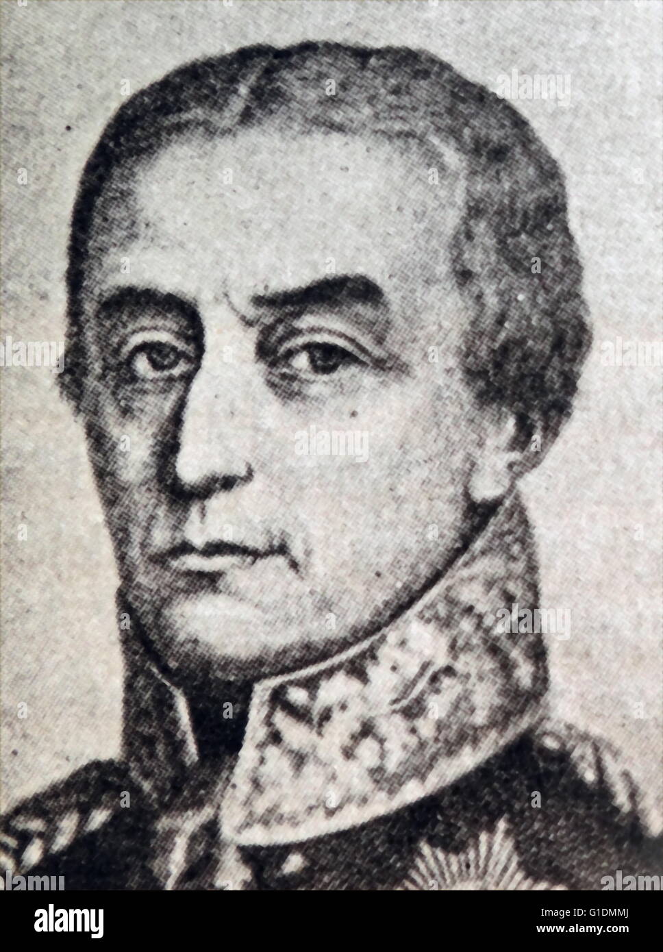 Portrait of Friedrich Wilhelm Freiherr von Bülow (1755-1816) a Prussian general of the Napoleonic Wars. Dated 19th Century Stock Photo