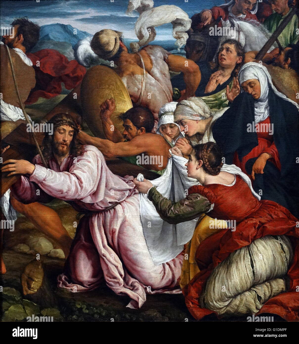 Painting titled 'The Way to Calvary' by Jacopo Bassano (1510-1592) an Italian painter. Dated 16th Century Stock Photo