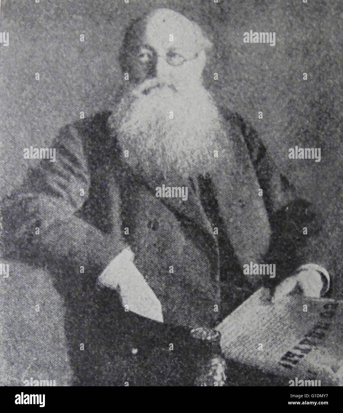 Portrait of Peter Kropotkin (1842-1921) a Russian geographer, economist, activist, philologist, zoologist, evolutionary theorist, philosopher, writer, and prominent anarchist. Dated 20th Century Stock Photo