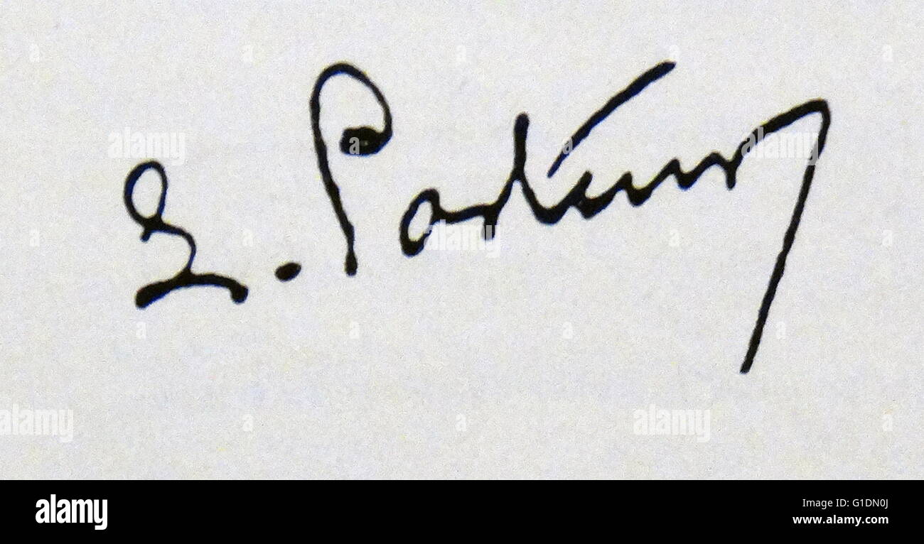 Signature of Louis Pasteur (1822-1895)a French chemist and microbiologist. Dated 19th Century Stock Photo
