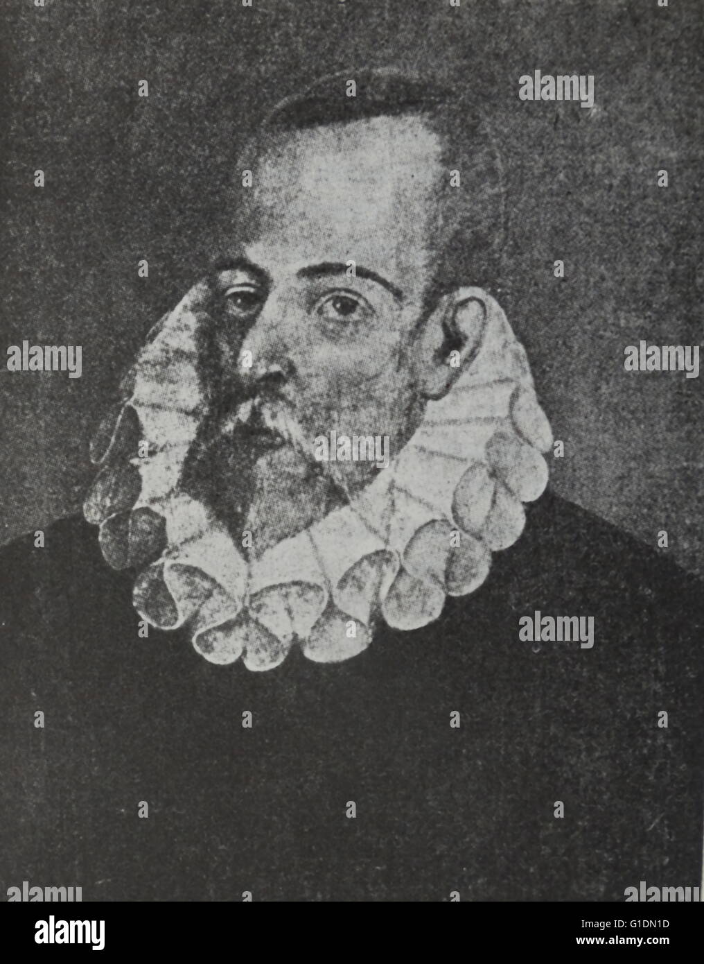 Portrait of Miguel de Cervantes (1547-1616) Spanish writer. Dated 17th Century Stock Photo
