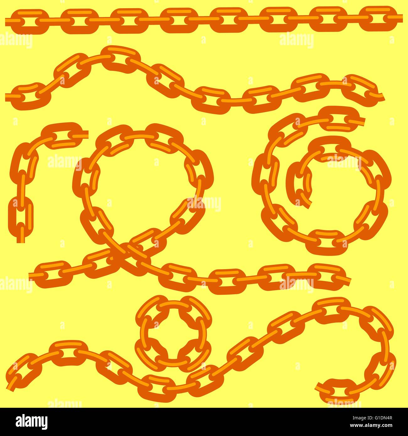 Metal Chain Set Isolated on Yellow Stock Vector Image & Art - Alamy
