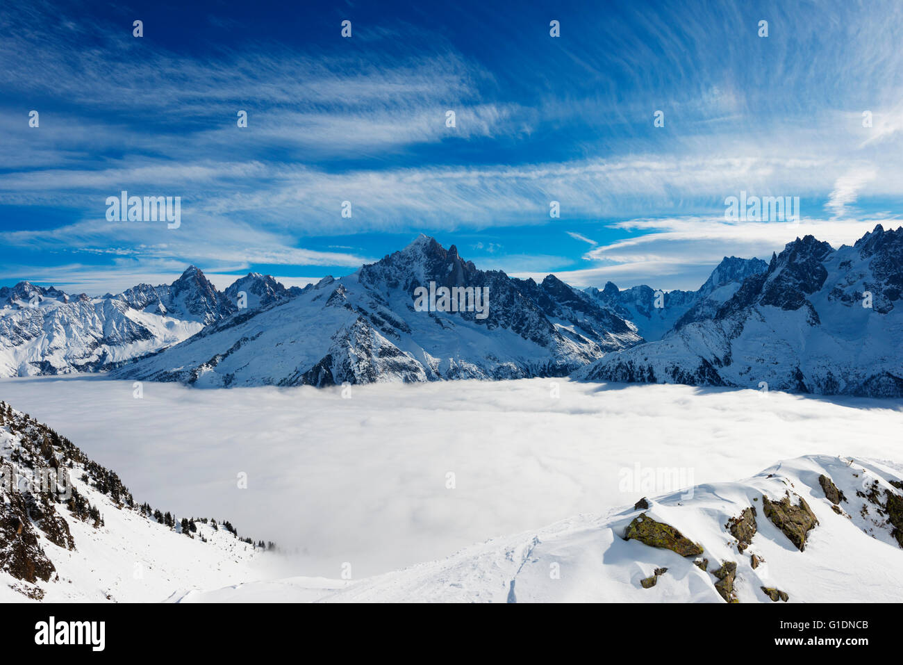 Europe, France, Haute Savoie, Rhone Alps, Chamonix, sea of clouds