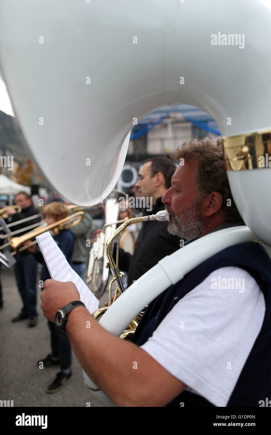 Brass Band.  Saint-Gervais-les-Bains. France. Stock Photo
