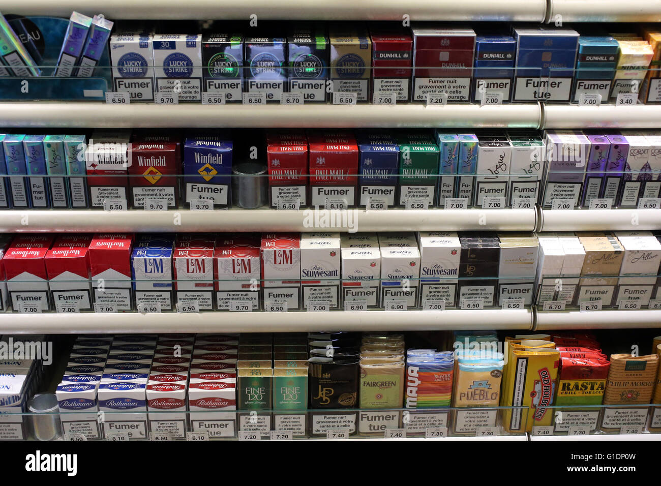 Cigarettes for sale.  Saint-Gervais-les-Bains. France. Stock Photo