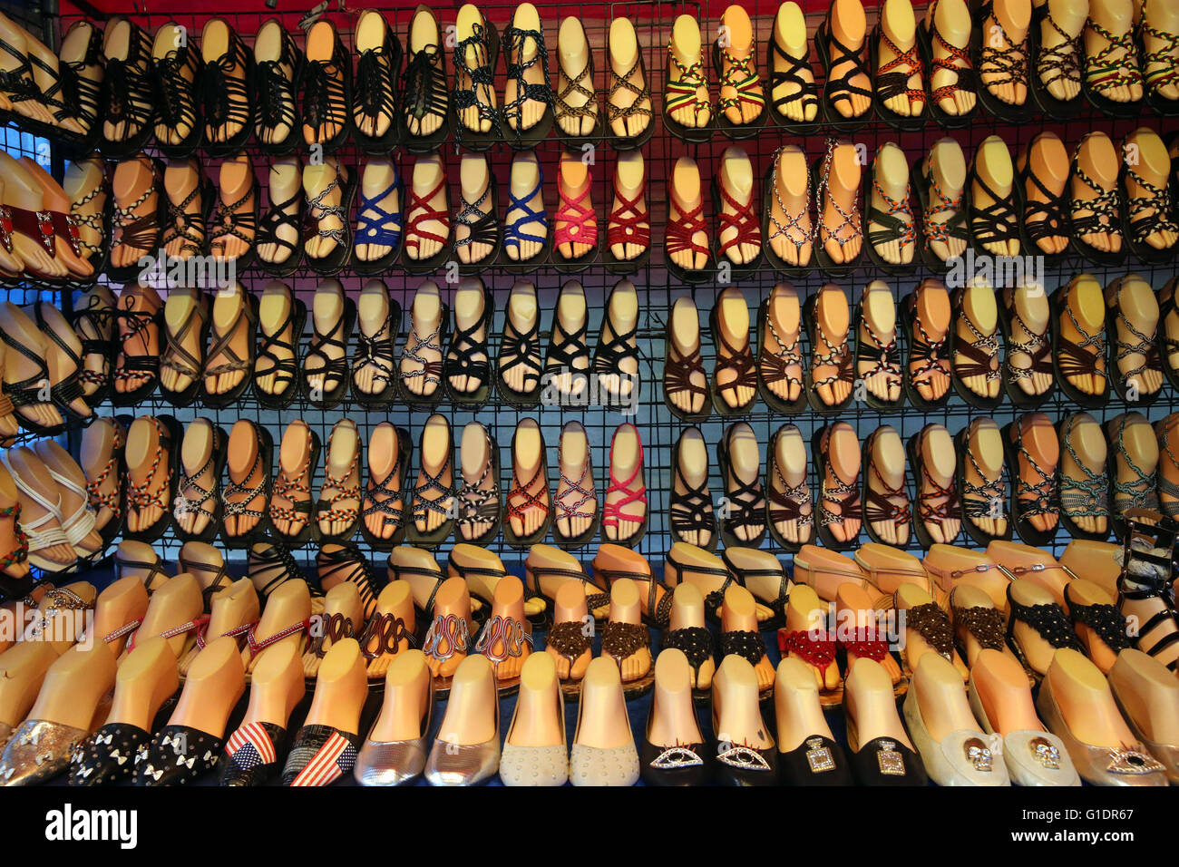Street trader. Shoes. Bangkok.Thailand Stock Photo Alamy
