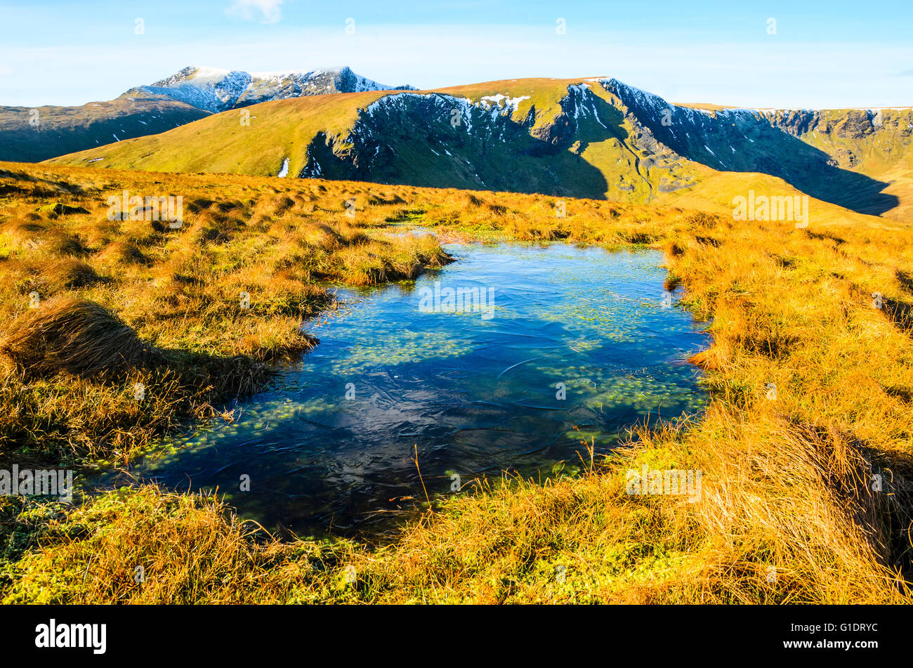 Pool on Souther Fell in the Lake District looking towards Bannerdale ...