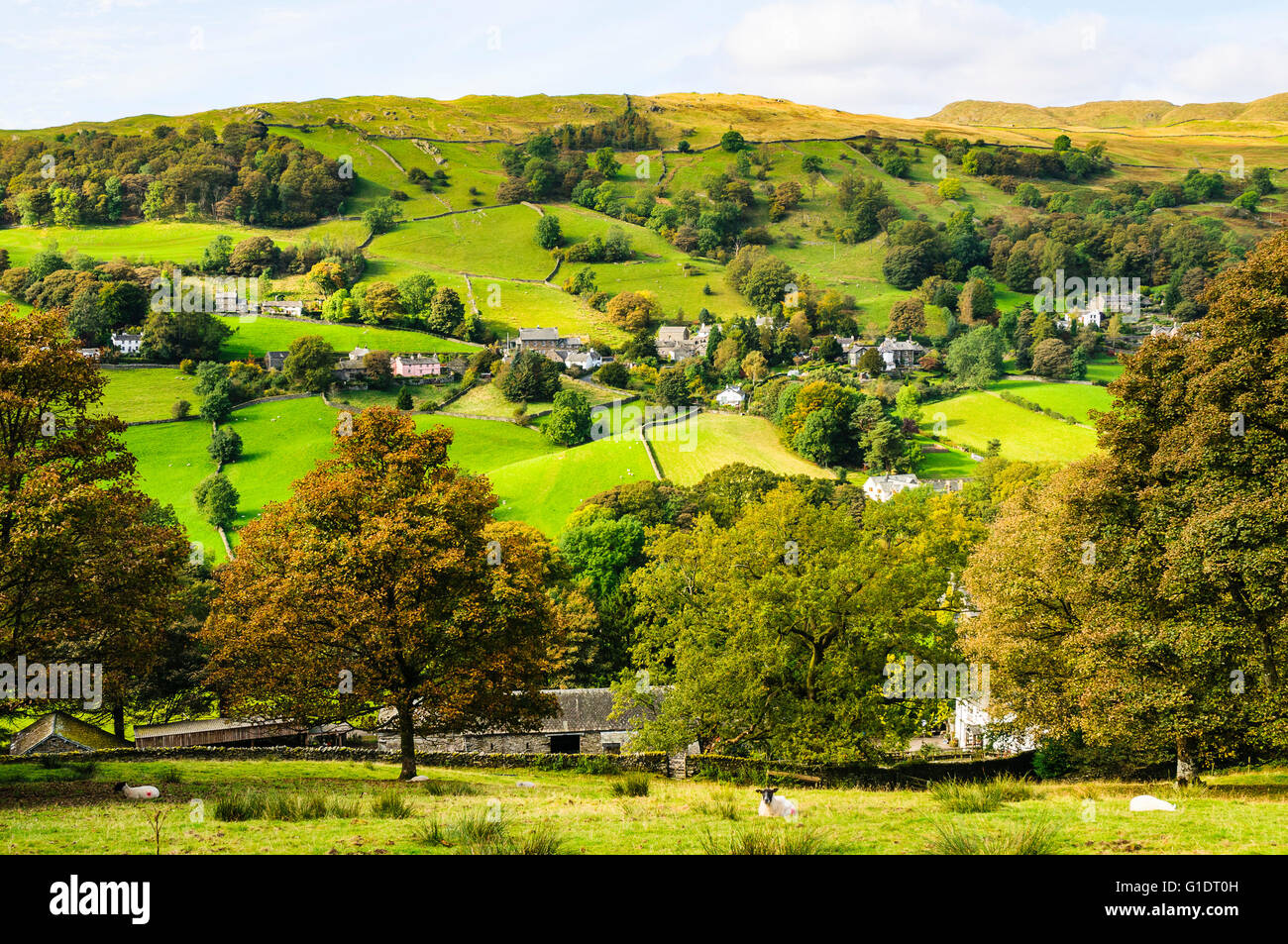 The scattered village of Troutbeck in the Lake District Stock Photo Alamy