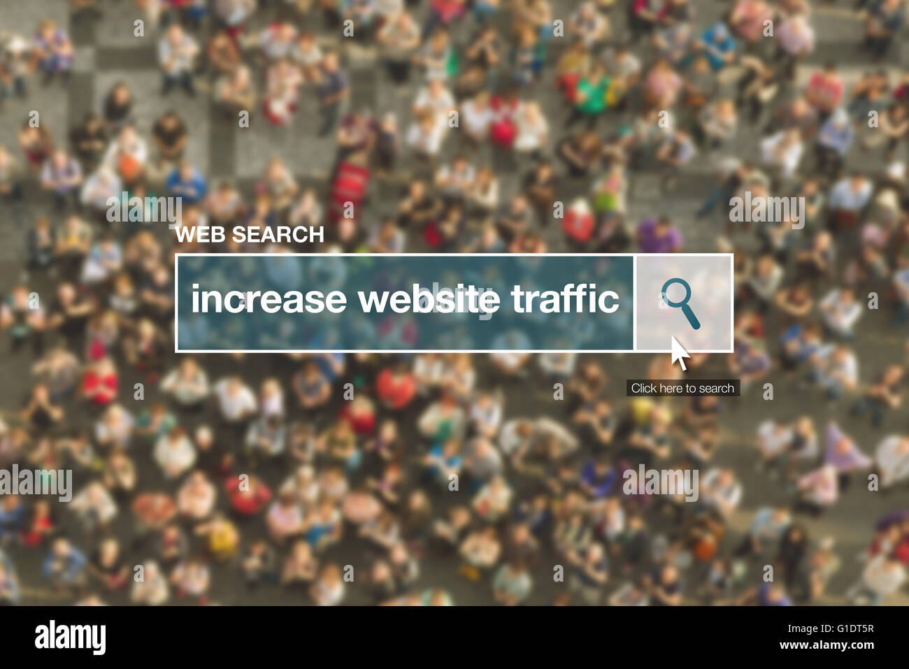 Increase website traffic web search bar glossary term on internet Stock Photo