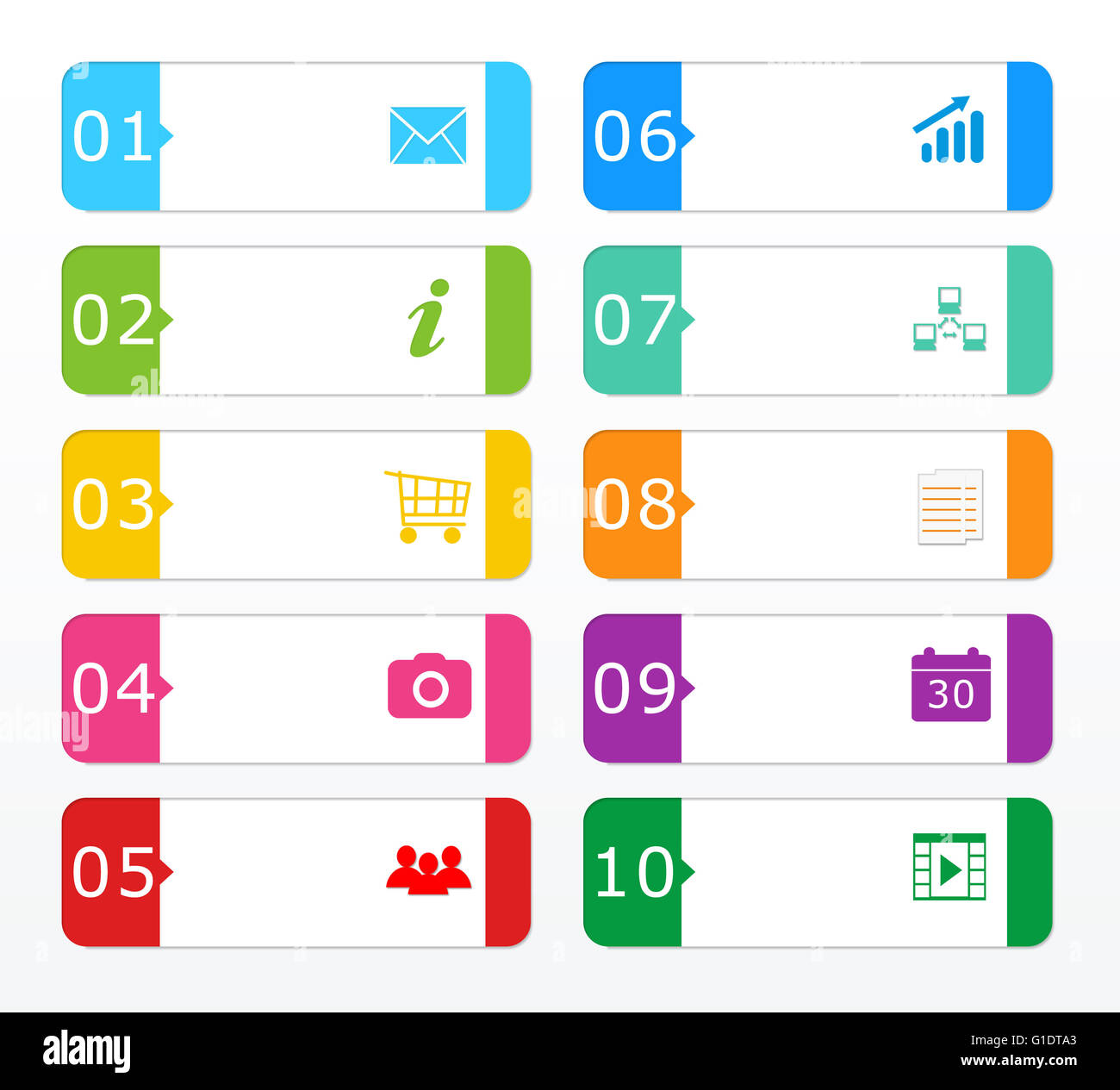 Set of colorful buttons for Web page menu, marketing or presentations ...