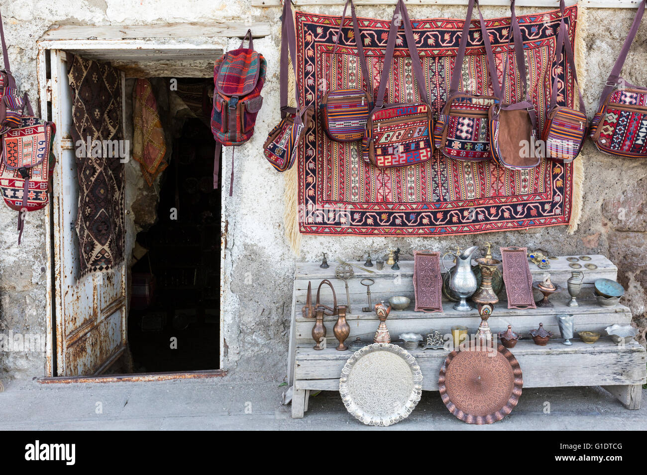 Carpets and antiques in Cappadocia, Turkey. Stock Photo