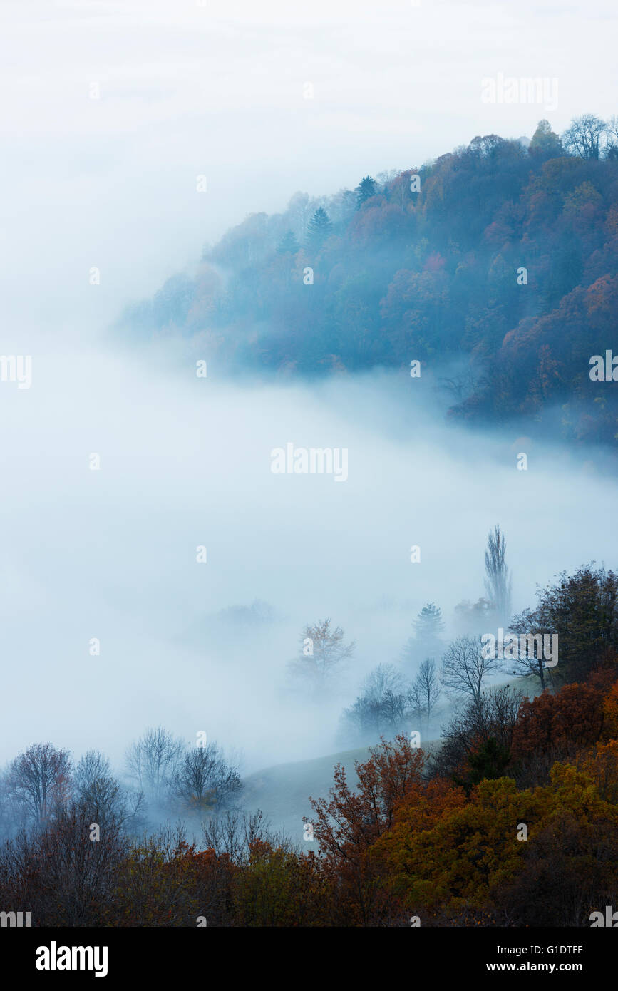 Europe, France, Haute Savoie, Rhone Alps, Sallanches, weather inversion Stock Photo