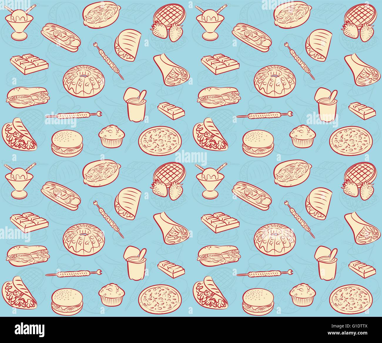 vector pattern of seamless background with fast food elements Stock ...