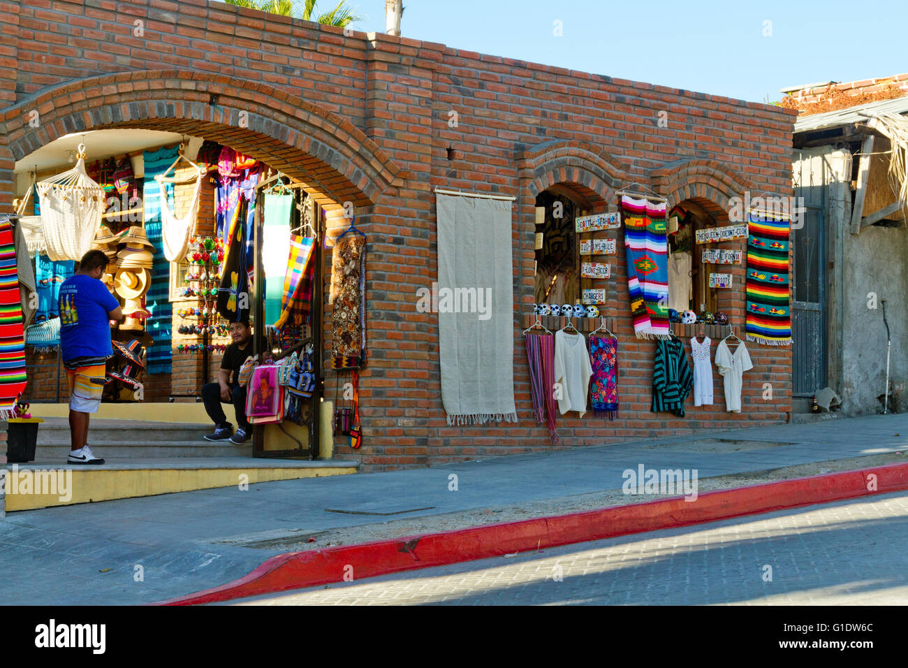 A shop in Todos Santos, Baja, Mexico displaying colorful souvenir items