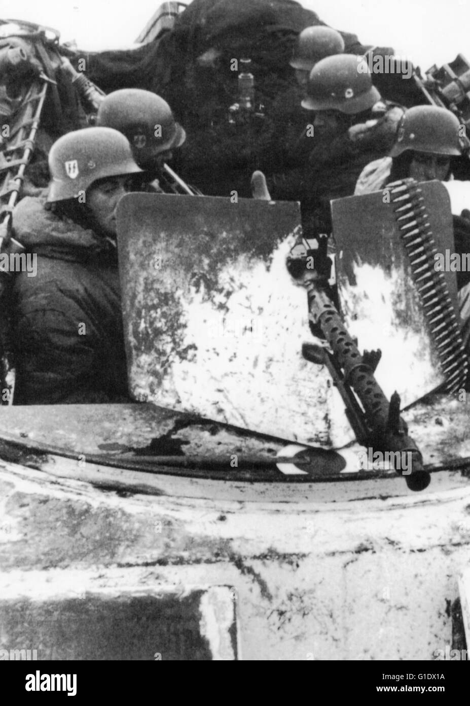 Waffen SS in Halftrack Kharkov 1943 Eastern Front Stock Photo