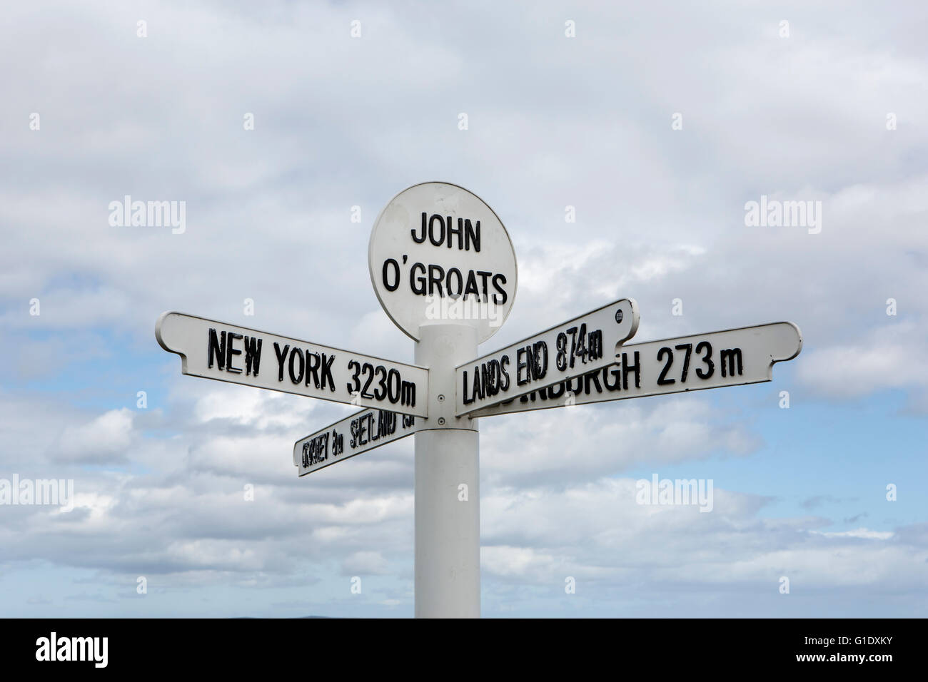 Sign at John O'Groats, Scotland. Stock Photo
