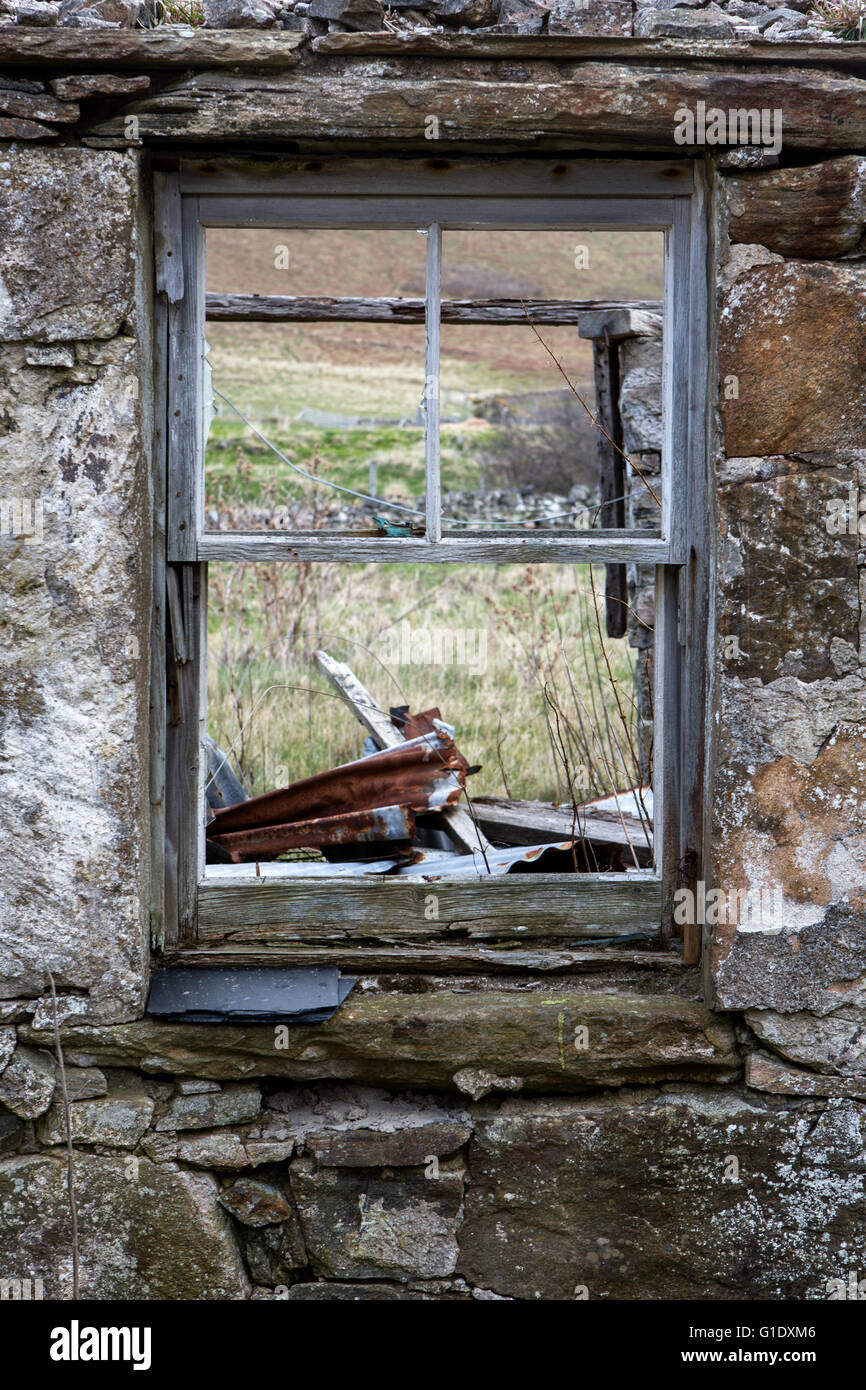 A window in a derelict cottage in the Northern Highlands of Scotland