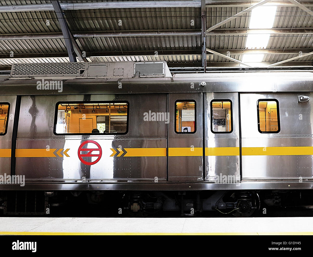Delhi metro train, India Stock Photo