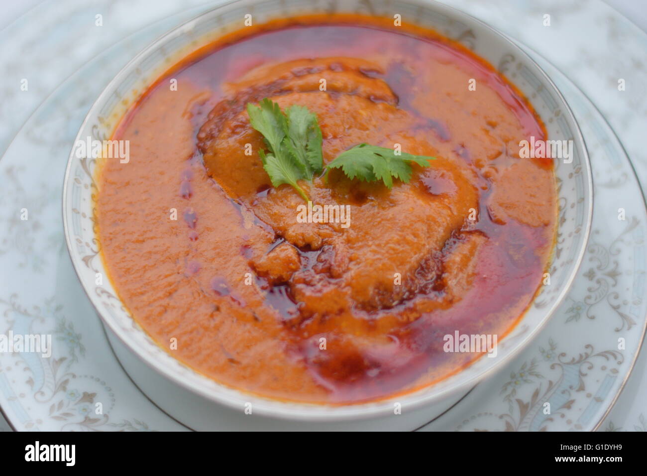 indian curry recipe dinner oily food Stock Photo