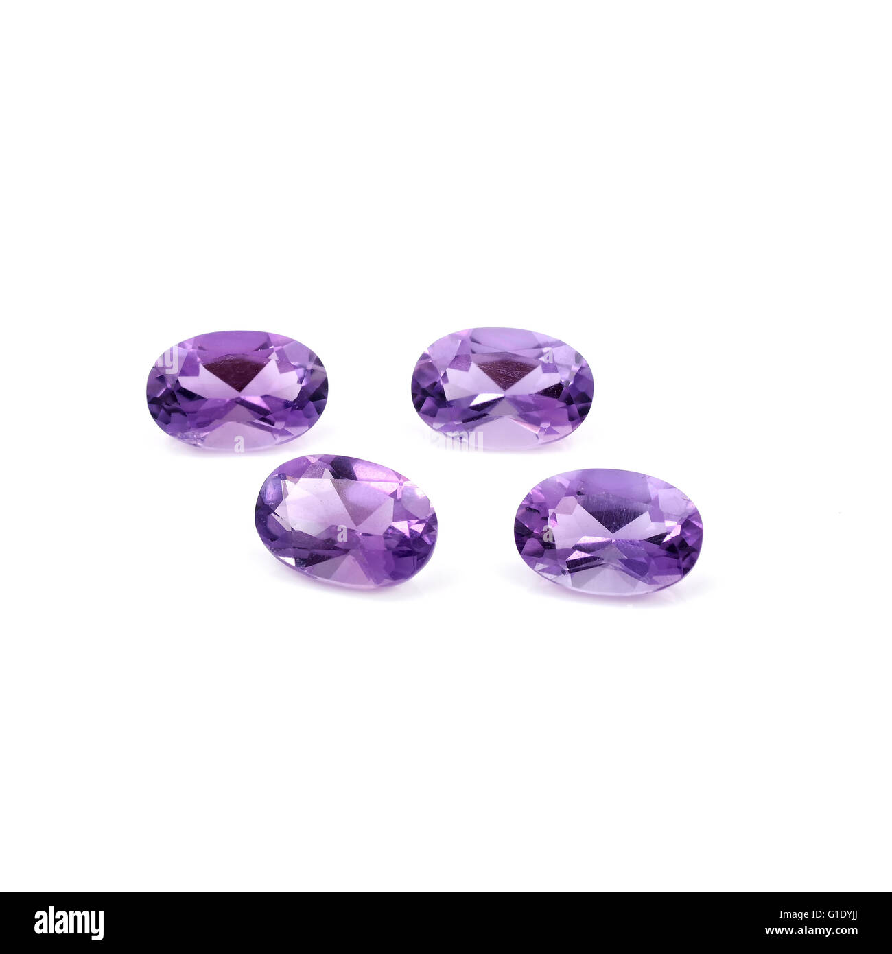Brazilian Faceted Amethyst on a white background. Stock Photo