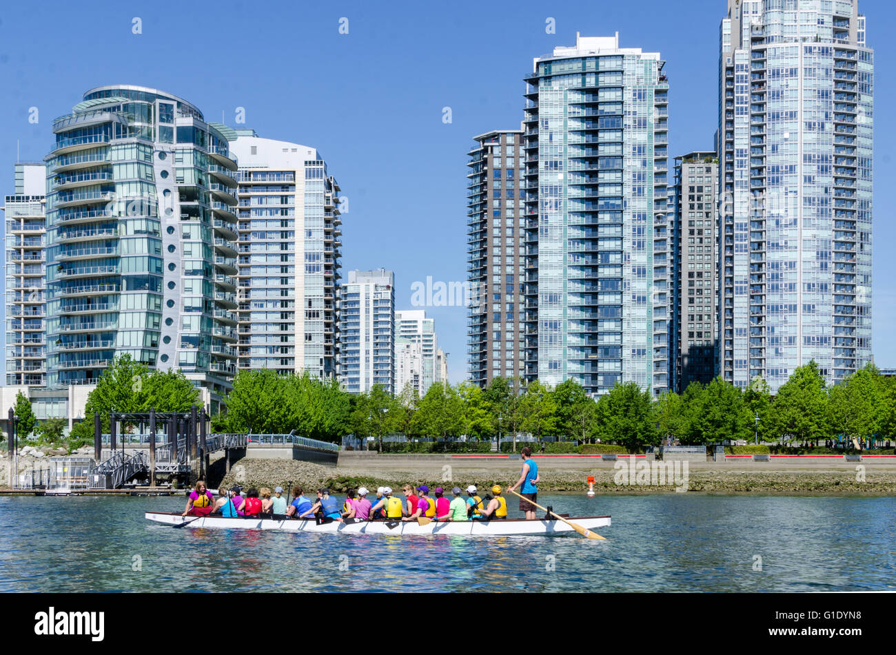 A portrait of the city and the urban landscape of Vancouver, British Columbia, Canada – False Creek Stock Photo