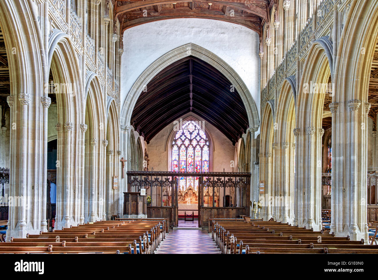 Interior of Church of St Peter and St Paul, in the village of Lavenham, Suffolk, England UK Stock Photo