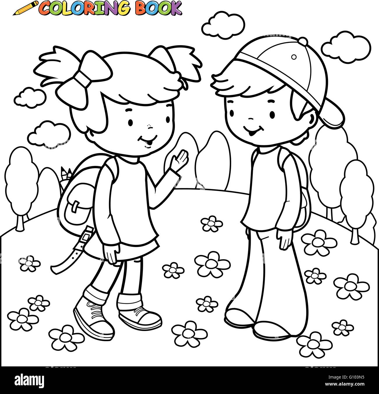 Black And White Outline Image Of A Girl And A Boy Students Stock Vector Image Art Alamy Black And White Outline Image Of A Girl And A Boy Students Stock Vector Image Art Alamy