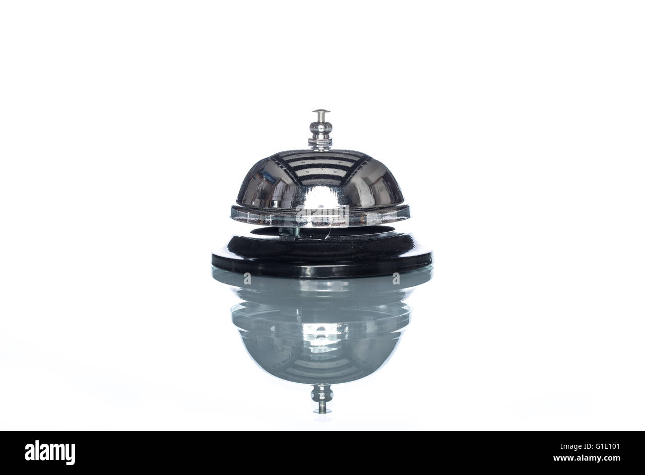 Service bell on white background,  customer demand, reflection Stock Photo